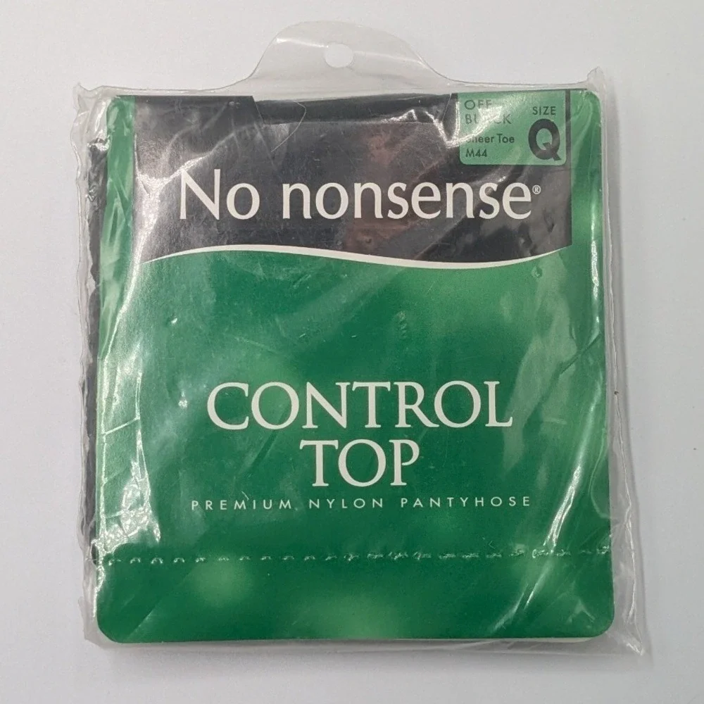 No‎ Nonsense Control Top Premium Nylon Pantyhose Off Black Sheer Toe Size Q M44